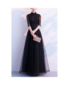 Get 10% off now! Buy long black formal tulle evening dress with collar at cheap price online. Free stable shipping and pro custom service since 2009. Black Tulle Dresses For Party Season, Black Organza Evening Gown, Formal Organza Evening Dress, Elegant Black Organza Gown, Formal Tulle Evening Dress For Gala, Black Gown For Prom Party Season, Black Gown For Prom And Party Season, Black Prom Gown For Party Season, Formal Organza Dresses For Party Season