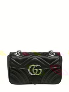 Height: 13cm Width: 22cm Depth: 6cm. Shoulder strap drop: 30cm . Adjustable metal chain shoulder strap with leather insert. Front flap with snap button closure. Metal logo detail. Back decorative stitched heart detail. One internal pocket Gucci Evening Crossbody Shoulder Bag, Designer Crossbody Shoulder Bag With Metal Logo, Gucci Leather Evening Shoulder Bag, Gucci Leather Shoulder Bag For Evening, Gucci Shoulder Bag With Branded Hardware, Gucci Leather Shoulder Bag With Silver-tone Hardware, Evening Gucci Shoulder Bag With Branded Hardware, Classic Gucci Shoulder Bag With Chain Strap, Gucci Classic Shoulder Bag With Chain Strap