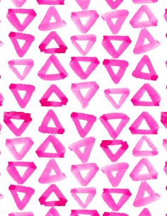 pink watercolor triangles on white background