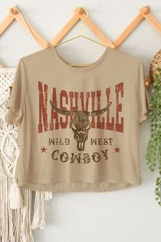 Nashville Cowboy Graphic Crop Top | JQ Clothing Co. Country Tops, Cowboy Graphic, Western Designs, Wild West Cowboys, Clothing Wishlist, Stylish Crop Top, Graphic Crop Top, Country Concert Outfit, Concert Outfits