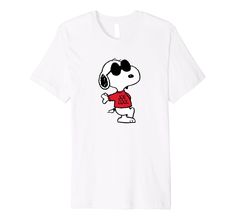 PRICES MAY VARY. Officially Licensed by Peanuts Graphic Artwork: PPNT-0001 This premium t-shirt is made of lightweight fine jersey fabric Fit: Men’s fit runs small, size up for a looser fit. Women’s fit is true to size, order usual size. Cool White Crew Neck T-shirt, Summer Sporty T-shirt With Character Print, Cool White T-shirt With Screen Print, Sporty White T-shirt With Cartoon Print, Cool White Relaxed Fit T-shirt, Sporty Cartoon Print T-shirt For Fans, Sporty T-shirt With Cartoon Print And Crew Neck, Snoopy Joe Cool, Joe Cool