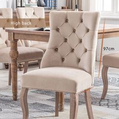 the side view of a dining room table and chairs with measurements for each chair height