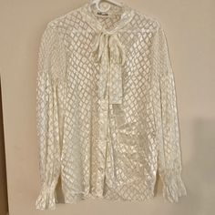 This Is An Unworn, Basically New, White Satin Blouse! White Satin Blouse, Satin Blouse, White Satin, Von Furstenberg, Diane Von, Diane Von Furstenberg, Checks, Color White, Top Blouse