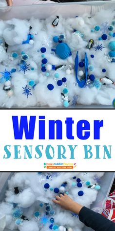 this winter sensory bin is perfect for toddlers to play with