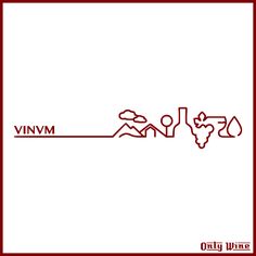 a red and white line drawing of a wine bottle with the word vivm on it