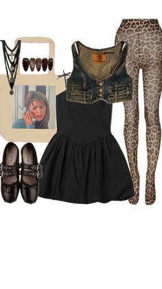 2000s Leopard Outfit, Lepord Print 2000s, Lepord Print 2000s Outfit, Gyaru Leapord Print, Oc Clothes, Outing Outfit, Thrift Inspo, Italy Outfits, Dream Style