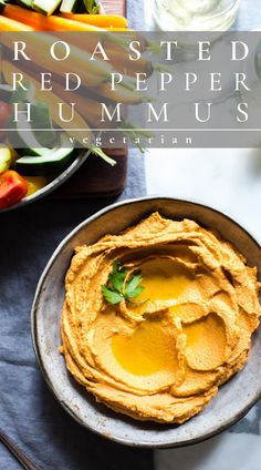 Roasted Red Pepper Hummus in a bowl. Salsas Recipes, Elegant Cheese Platter, Pine Nut Hummus, Sourdough Pita Bread, Sourdough Pita, Vegetarian Dip, Stove Top Grill, Pepper Hummus, Roasted Red Pepper Hummus