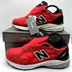 Red Newbie 990v3 In Excellent Condition Worn A Handful Of Times.. Very Comfortable Shoes Just Ready For Some Different Questions? Leave A Comment Below! Red New Balance Sneakers With Boost Midsole, Red Sneakers With Air Cushioning For Jogging, Red Running Shoes With Air Cushioning For Jogging, Red Sneakers With Rubber Sole For Errands, Breathable Red Sneakers For Marathon, Red Breathable Sneakers For Marathon, Red Low-top Sneakers For Marathon, Functional Red Running Shoes For Streetwear, Red Functional Running Shoes For Streetwear