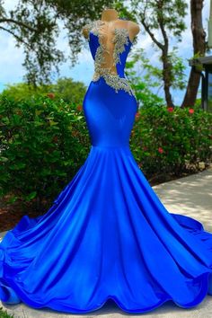 Fabulous Royal Blue Mermaid Prom Dress Sleeveless Long With Appliques Beads Royal Blue Mermaid Prom Dress, Prom Dress Sleeveless, Blue Mermaid Prom Dress, Prom Dress Pictures, Mermaid Style Dress, Floral Dress Formal, Prom Dresses Sleeveless