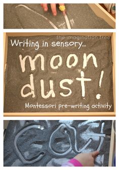 writing in memory moon dust montessori pre - writing activity