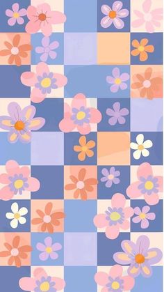 an image of flowers on a checkered background