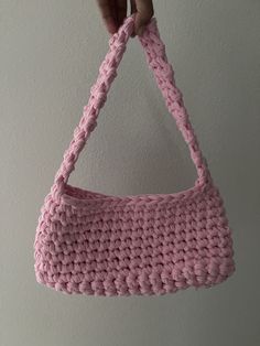 T-shirt yarn shoulder bag- pink. Bag is 12x6 inches and straps are 8 inches tall. Trendy Pink Crochet Bag With Adjustable Strap, Casual Pink Crochet Bag For Daily Use, Casual Pink Crochet Shoulder Bag, Pink Crochet Shoulder Bag For Spring, Pink Casual Crochet Tote Bag, Casual Pink Crochet Tote Bag, Casual Pink Crochet Bag With Adjustable Strap, Casual Pink Crochet Bag, Pink Crochet Shoulder Bag With Adjustable Strap