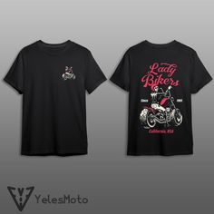 two t - shirts with the words lady bikers on them