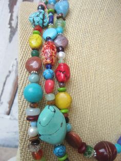 Semi Precious Stone Necklace.Multi Color by JensBeadBox on Etsy Multicolor Gemstone Southwestern Necklace, Multicolor Bohemian Turquoise Necklace With Stones, Bohemian Multicolor Turquoise Necklace With Stones, Southwestern Multicolor Gemstone Necklace, Southwestern Style Multicolor Gemstone Necklace, Multicolor Turquoise Bohemian Necklace, Bohemian Multicolor Turquoise Necklace, Multicolor Turquoise Necklace With Gemstone Beads In Southwestern Style, Multicolor Gemstone Turquoise Necklace For Spiritual Healing