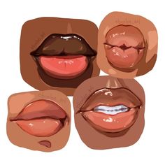 four different types of lips are shown in this drawing style, including the upper lip and lower lip area