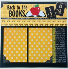 the back to the books book cover has an apple on it and is yellow with black dots