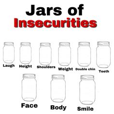 jars of insecruties are shown with the words, face, body and smile