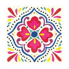 a colorful flower design on white paper