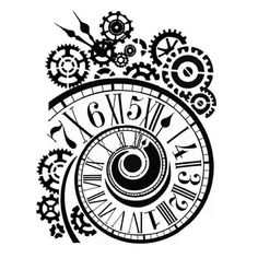 a clock with gears on it and the numbers six to twelve in front of it