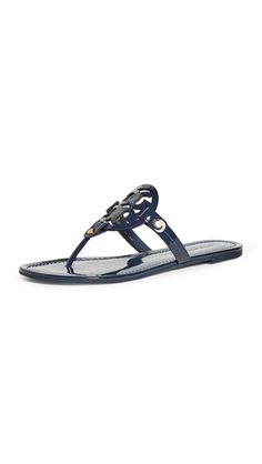 PRICES MAY VARY. Rubber sole Cutout logo design at vamp, Cushioned leather footbed, Patent leather Miller Sandals Navy Flats, Tory Burch Miller Sandals, Tory Burch Miller, Tory Burch Miller Sandal, Kids Luggage, Flat Sandals, Women's Shoes Sandals, Patent Leather, Tory Burch