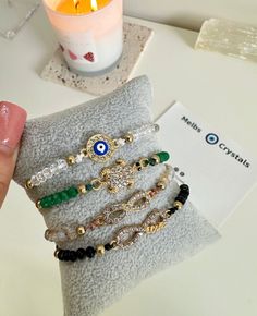 HAND MADE IN MELBOURNE, VICTORIA !!  Evil Eye protect you against all negative energies around your aura  One size fits all these bracelets are adjustable  Awsome gift ideas !! All orders are shipped out the next day & I use very cute packaging :) I use strong cords and they are very comfortable to wear 😊 PLEASE FOLLOW ME ON INSTAGRAM @melbscrystals Green Spiritual Evil Eye Bracelet As Gift, Adjustable Green Evil Eye Spiritual Bracelet, Green Adjustable Spiritual Evil Eye Bracelet, Adjustable Green Spiritual Evil Eye Bracelet, Adjustable Green Evil Eye Bracelet As Gift, Spiritual Adjustable Crystal Bracelet As Gift, Bracelets Adjustable, Evil Eye Protection, Melbourne Victoria