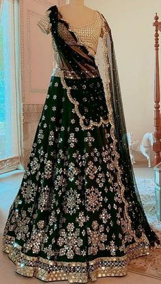 Dark Green Lehenga, Designer Lehnga Choli, Green Lehenga Choli, Indian Lehenga Choli, Lehenga Choli Wedding, Party Wear Lehenga Choli, Green Lehenga