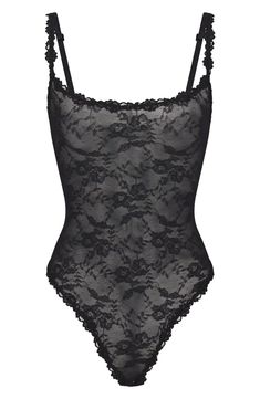 SKIMS Stretch Lace Thong Bodysuit | Nordstrom Lace Thong, Black Lingerie, Instagram Foto, Stretch Lace, Pretty Outfits