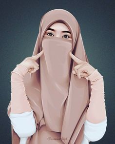 Purdah Girl, Niqab Inspiration, Hijab Anime, Hijab Drawing, Black Hd, Veiled Woman, Niqab Fashion, Hijab Niqab, Islamic Cartoon