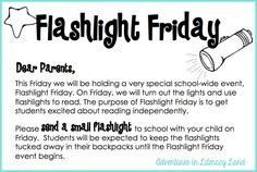 a flyer with the words flashlight friday written on it