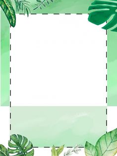 a green frame with leaves and plants around it on top of a white background that has a blank space for the text