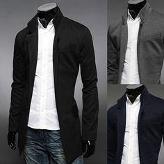 Mens Luxury Slim Fit Long Blazer Jacket Jumper Coat Outwear Top W127 - Xs/S/M/L Harem Sweatpants, Long Blazer Jacket, Slim Fit Mens Shirts, Biker Outfit, New Mens Fashion, Hipster Mens Fashion, Funky Outfits, Mens Fashion Casual Outfits, Stylish Mens Outfits