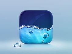 an app icon with water and bubbles