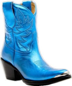 Blue Leather Boots With Reinforced Toe, Blue Snip Toe Boots With Reinforced Heel, Womens Cowgirl Boots, James Jean, Heel Caps, Rubber Heels, Cowgirl Boots, Metallic Leather, Leather Design