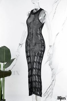 Bjux – Contemporary White Solid Long Dress with Elegant Hollowed Out Details and See-through O Neck Design – Bjux Fashion Boutique Sleeveless Stretch Mesh Dress For Beach, Fitted Mesh Dress For Vacation, Black Bodycon Maxi Dress For Beach, Sleeveless Mesh Dress For Vacation, Black Mesh Dress For Beach In Spring, Black Mesh Maxi Dress For Summer, Black Mesh Beach Dress For Spring, Black Sheer Dresses For Beach Season, Sheer Black Dresses For Beach Season