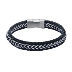 Add a stylish new element to your daily look with this LYNX men's braided blue leather bracelet. Add a stylish new element to your daily look with this LYNX men's braided blue leather bracelet.  Braided blue leather Chain type: foxtail Metal: stainless steel Length: 8.5 in. Packaging: pouch Finish: polished Size: 8.50. Color: Multi/None. Gender: male. Age Group: adult. Casual Leather Bracelets With Braided Details, Modern Braided Leather Bracelets, Casual Braided Leather Bracelets, Modern Adjustable Blue Braided Bracelets, Modern Blue Leather Bracelet, Modern Adjustable Blue Braided Bracelet, Casual Blue Bracelets For Everyday Use, Casual Blue Bracelets For Everyday, Casual Silver Leather Braided Bracelet