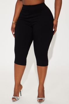 Available In Black. Capri Pant Elastic Waistband Stretch Compression Rib 86% Rayon 14% Spandex Imported | Lena Snatched Capri Pant in Black size 2X by Fashion Nova Neck Crop Top, White Crop Top, New Black, Black Pants, Black Fashion, Fashion Nova, Capri Pants, Capri, Pants For Women