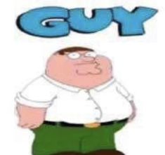 an image of a cartoon character with the words guy on it's back ground