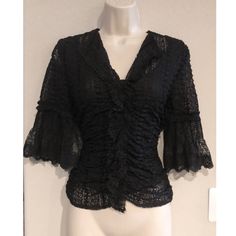 Nwot Cynthia Steffe Lace Boho Lined Blouse. Sz M Measurements 17” Bust, 14” Waist And 21” Length. Super Stretchy! Formal Fitted Ruffle Tops, Fitted Lace Trim Top For Work, Fitted Lace Top Blouse For Work, Fitted Blouse With Lace Trim For Workwear, Black Fitted V-neck Lace Top, Formal Fitted Short Sleeve Lace Top, Black Fitted Lace Top With Ruffles, Fitted Short Sleeve Lace Top With Ruffles, Fitted Black Lace Top With Ruffles