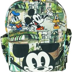 Oversize Print Mickey & Friends 12" Mini Backpack,Durable 600-Denier Polyester Exterior With Full Nylon Interior Lining, Two Side Pockets And From Pocket. Adjustable Soft Shoulder Straps Perfect For Pin Collection. Mickey And His Friends, Pluto, Donald Duck, Daisy And Minnie Mouse All Come Together On This Great Versatile Disney Classic Backpack. Go For An Adventure! Introducing The Disney Pie-Eyed Mickey And Friends 12" Oversize Canvas Print Backpack! Crafted For Durability In M Ind With A 600- Themed Multicolor Backpack For Theme Park, Cute Multicolor Backpack For Disney Trips, Disney Backpack For Back To School, Disney Backpack For Daily Use And Back To School, Disney Character Print Backpack, Disney Backpack For Theme Park And Back To School, Disney Style Standard Backpack, Disney Character Print Standard Backpack, Multicolor Backpack For Theme Park