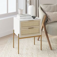 a living room scene with focus on the end table