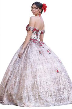 Elegant Sequined Quinceanera Dress For Gala, Fitted Sequined Quinceanera Dress For Gala, Floral Embroidered Evening Dress For Debutante Ball, Glamorous Sequined Quinceanera Dress For Gala, Glamorous Quinceanera Dress With Sequins For Gala, Fitted Gown With Floral Embroidery For Quinceanera, Fitted Floral Embroidery Gown For Quinceanera, Fitted Floral Embroidered Gown For Quinceanera, Glamorous Quinceanera Ball Gown