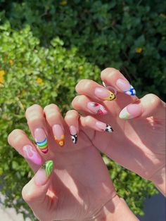 68 aesthetic Y2K Nails designs you cannot get enough of Almond Acrylic Nails Designs, Funky Nail Art, Retro Nails, Almond Acrylic Nails, Kawaii Nails, Summer Acrylic Nails