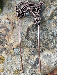 Heavy Gauge Copper Hair Fork with layers of Handwoven Copper and a Crystal Accent. Your hair deserves jewelry too! Hanna Design, Hair Fork, Diy Crystals, Copper Hair, Crystal Hair, Wire Wrapped, Wire Wrapping, Hand Weaving, Copper