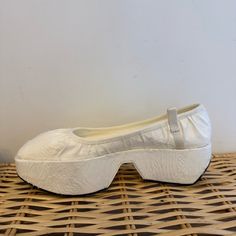 Beautiful Fabric Clogs, Never Worn. Size 37. Sold Out Everywhere. White Platform Clogs With Closed Toe, White Closed Toe Platform Clogs, Elegant Platform Clogs For Spring, Elegant Platform Closed Toe Clogs, Chic Clogs With Textured Sole And Round Toe, Elegant Clogs With Rubber Sole And Round Toe, Formal Spring Clogs With Round Toe, Spring Closed Toe Clogs With Textured Sole, White Clogs With Textured Sole And Round Toe