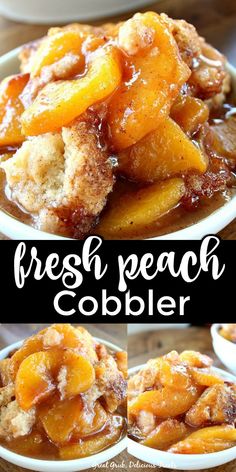 this peach cobbler is so easy to make and delicious