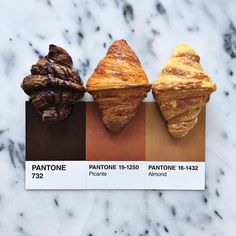 three different types of pastries sitting on top of each other