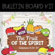 the fruit of the spirit bulletin board kit with an image of fruits and vegetables on it