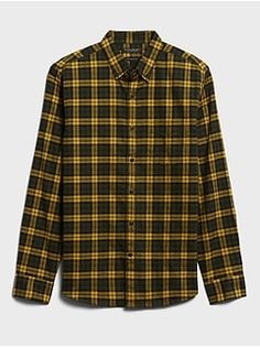 GIFTS New! The Gift Guide For Him | Banana Republic Classic Fall Button-up Flannel Shirt, Classic Button-up Fall Flannel Shirt, Cotton Flannel Shirt With Placket For Fall, Casual Fall Flannel Shirt With Placket, Relaxed Fit Flannel Shirt For Work, Yellow Long Sleeve Flannel Shirt For Fall, Collared Cotton Flannel Shirt For Fall, Casual Yellow Button-up Flannel Shirt, Button-up Flannel Shirt With Pockets