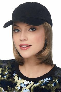 Baseball Cap with Hair | Cardani Classic Bob Baseball Hat with Hair Chemo Hair, Classic Bob, Chin Length Hair, Halo Hair, Cap Fashion, Wigs Online, Cap Hair, Womens Wigs, Hair Today