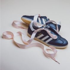 New With Box 100% Authentic Ribbon Laces, Adidas Samba Og, Adidas Originals Women, Lace Sneakers, Pink Adidas, Adidas Samba, Black Laces, Nike Dunk, Pink Ribbon